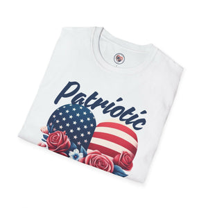 Patriotic As a Mother with American Flag Heart - Softstyle T-Shirt.