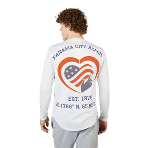 Panama City Beach Vintage Red, White & Blue Hand Over Heart Logo UV Protection Long-Sleeve Tee – American Boardwalk Collection