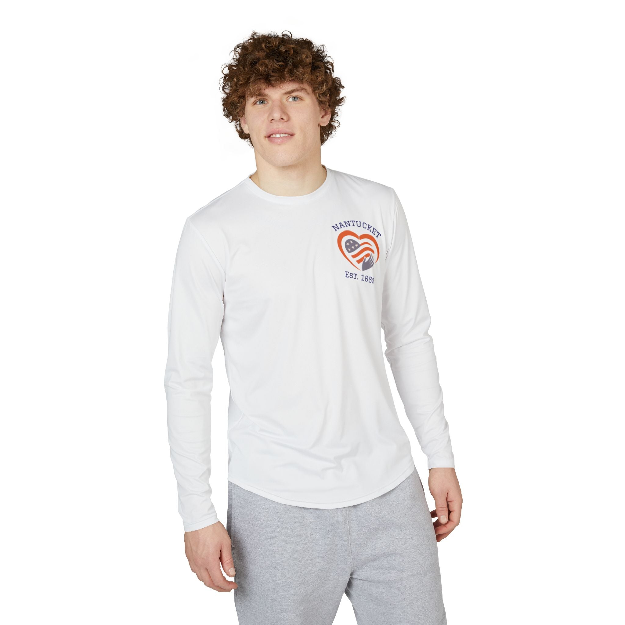 Nantucket Vintage Red, White & Blue Hand Over Heart Logo UV Protection Long-Sleeve Tee – American Boardwalk Collection