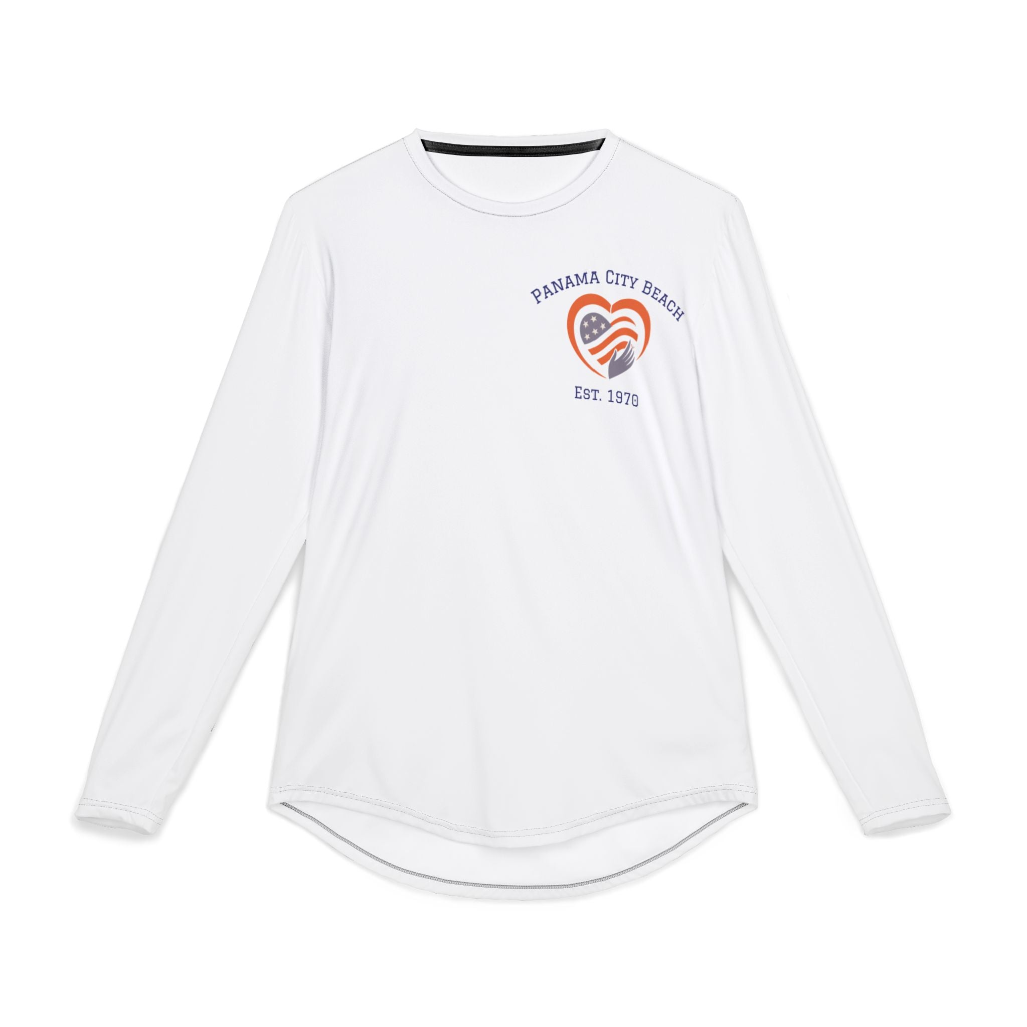 Panama City Beach Vintage Red, White & Blue Hand Over Heart Logo UV Protection Long-Sleeve Tee – American Boardwalk Collection