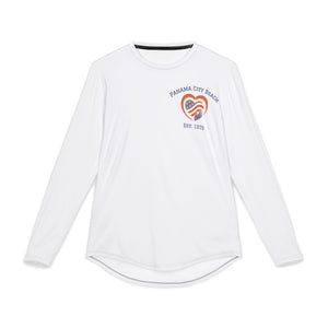 Panama City Beach Vintage Red, White & Blue Hand Over Heart Logo UV Protection Long-Sleeve Tee – American Boardwalk Collection