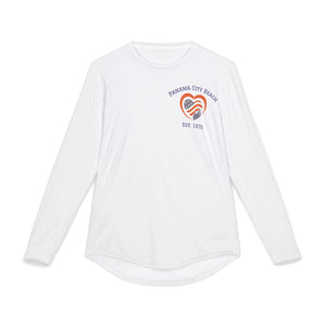 Panama City Beach Vintage Red, White & Blue Hand Over Heart Logo UV Protection Long-Sleeve Tee – American Boardwalk Collection