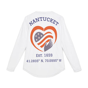 Nantucket Vintage Red, White & Blue Hand Over Heart Logo UV Protection Long-Sleeve Tee – American Boardwalk Collection
