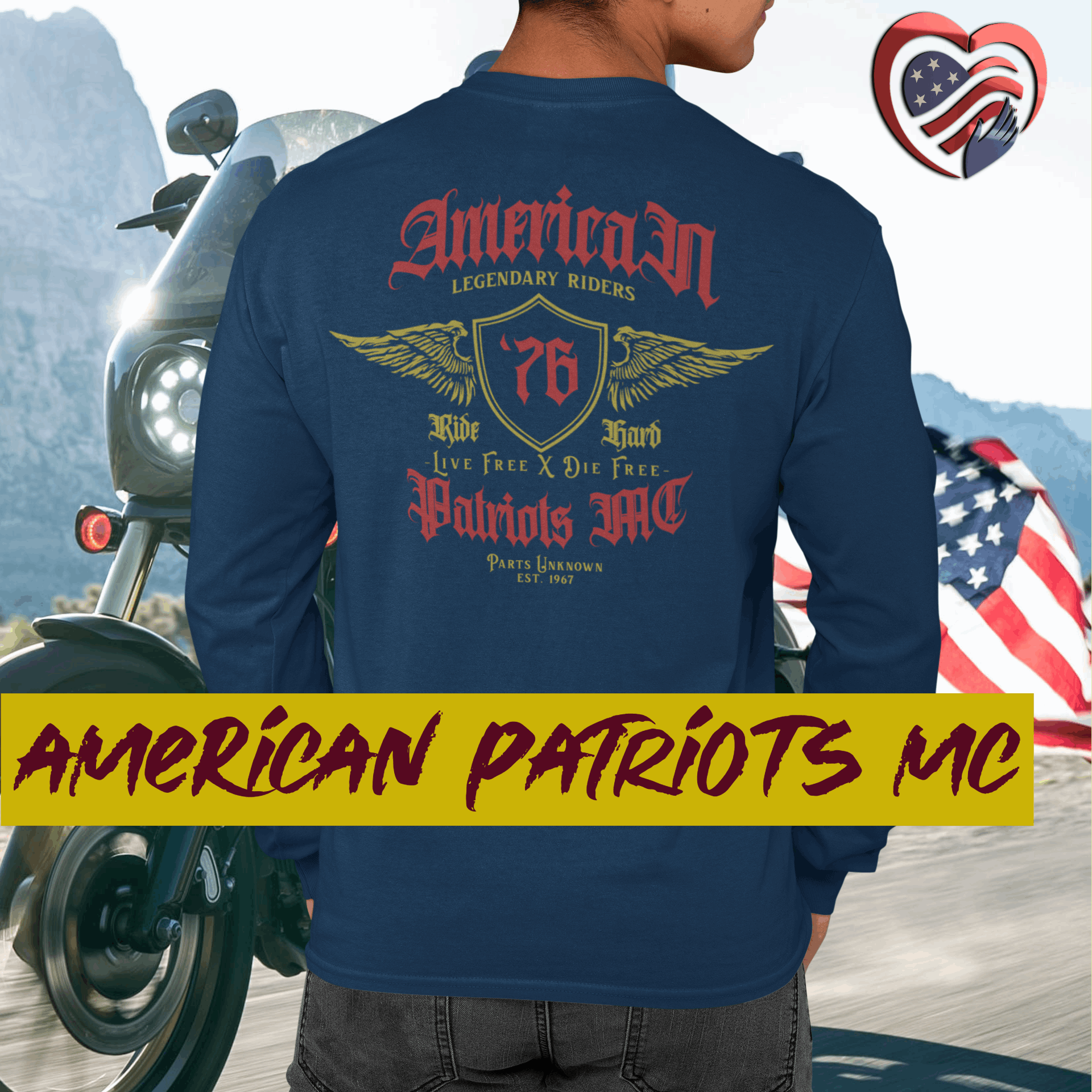 American Patriots Motorcycle Club - Long Sleeve Tee - Free Shipping - Pledge Project