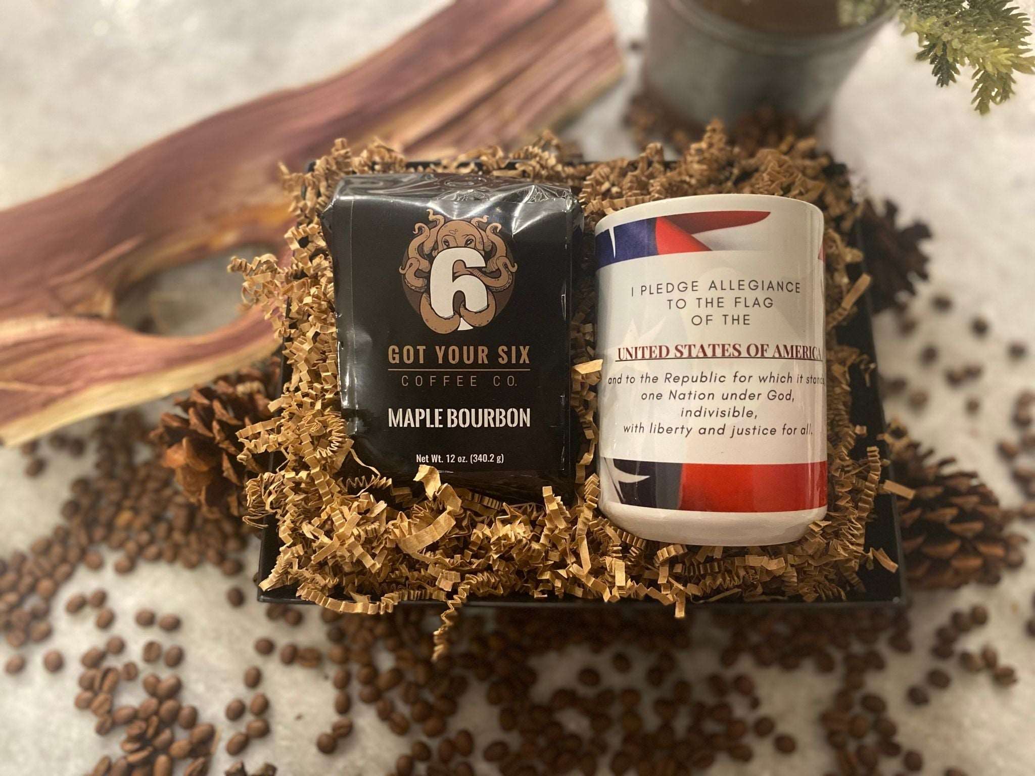 The Ultimate Patriotic Coffee Gift. Pledge of Allegiance Mug & Coffee Gift Pack 