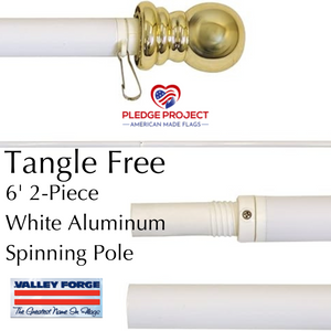 Complete Premium Wall Mounted White Aluminum Flagpole with Gold Ball Package - 3 Options