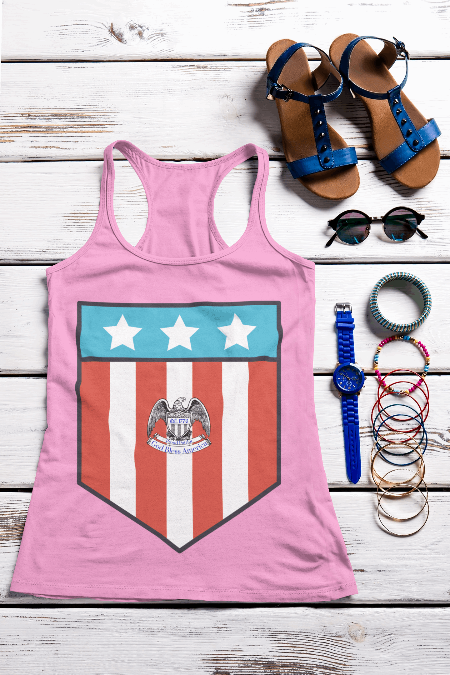 Proud Patriot Shield - Women's Racerback Tank - Pledge Project