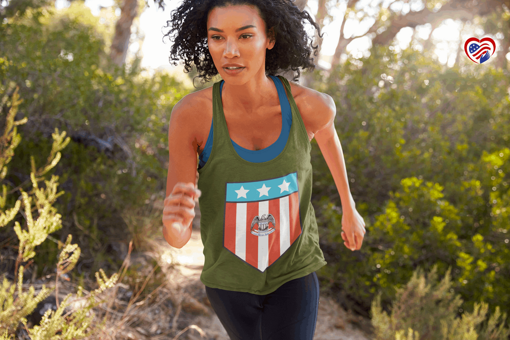 Proud Patriot Shield - Women's Racerback Tank - Pledge Project