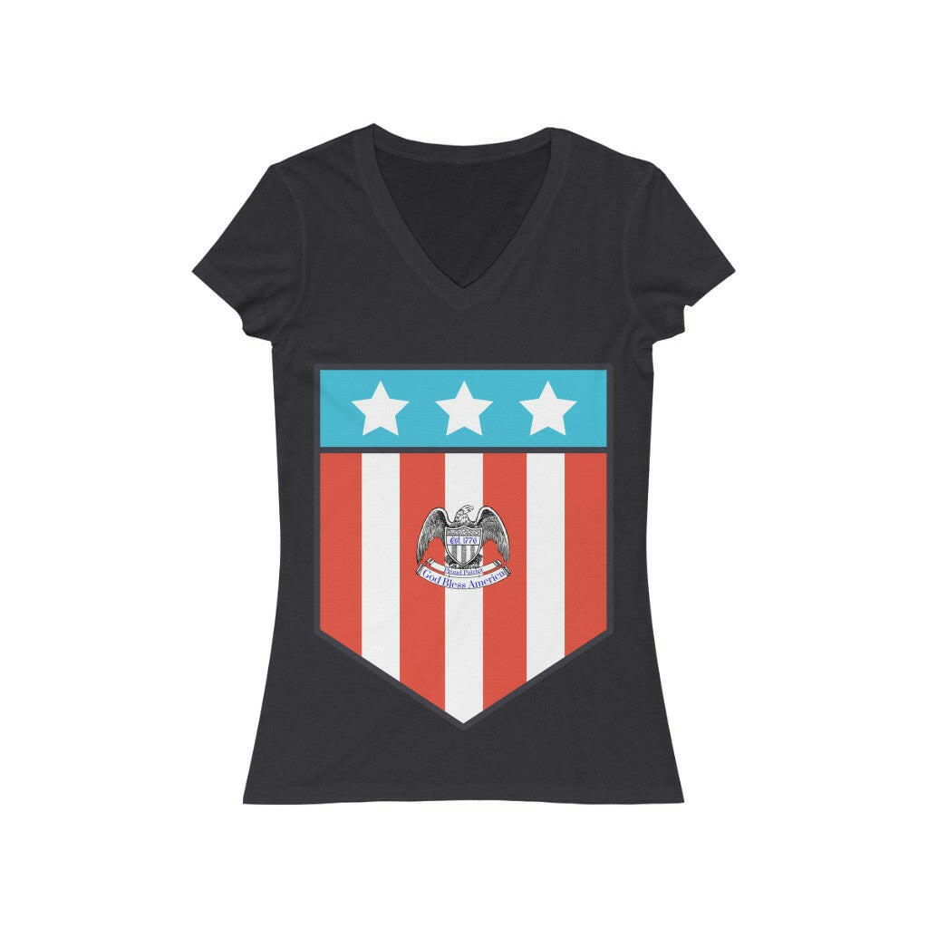 Large Patriotic Shield - Women's V-Neck Tee - Pledge Project