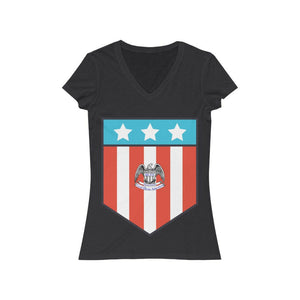 Large Patriotic Shield - Women's V-Neck Tee - Pledge Project
