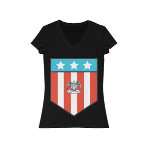 Large Patriotic Shield - Women's V-Neck Tee - Pledge Project