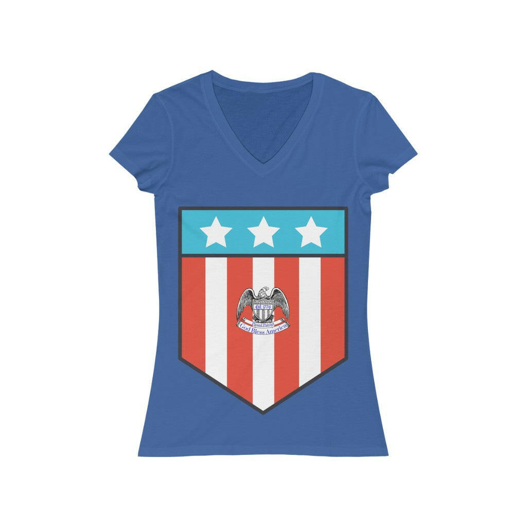 Large Patriotic Shield - Women's V-Neck Tee - Pledge Project