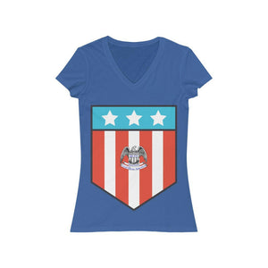 Large Patriotic Shield - Women's V-Neck Tee - Pledge Project