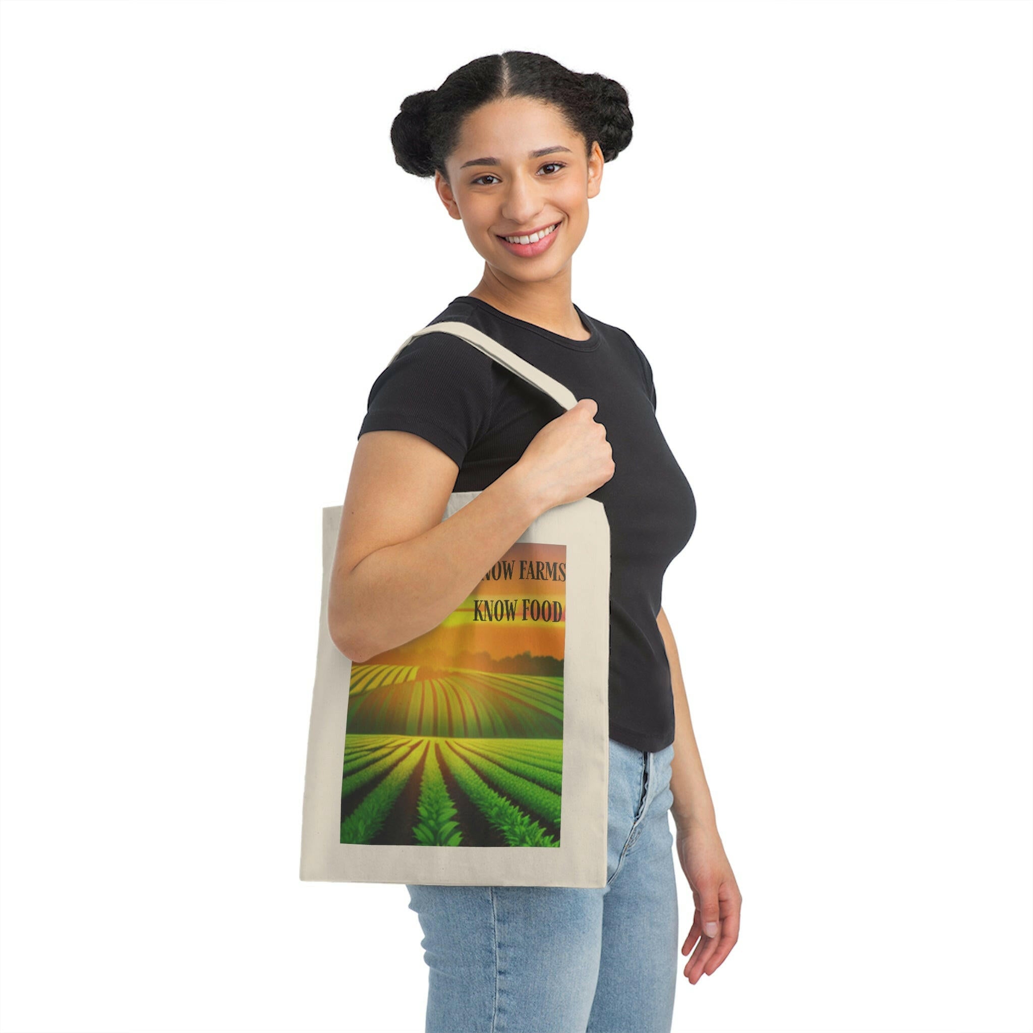 Know Farms Know Food - Sunset Field Canvas Tote Bag.