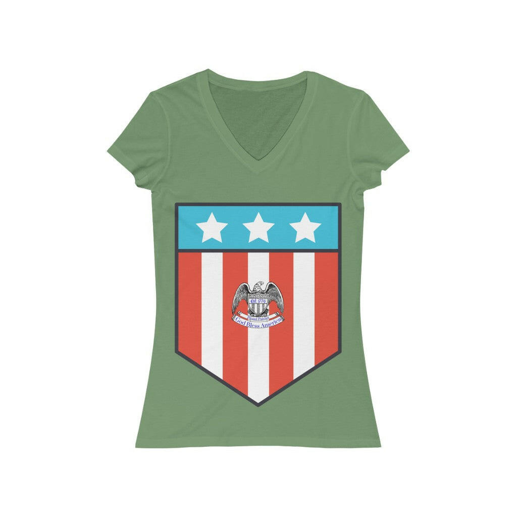 Large Patriotic Shield - Women's V-Neck Tee - Pledge Project