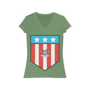 Large Patriotic Shield - Women's V-Neck Tee - Pledge Project