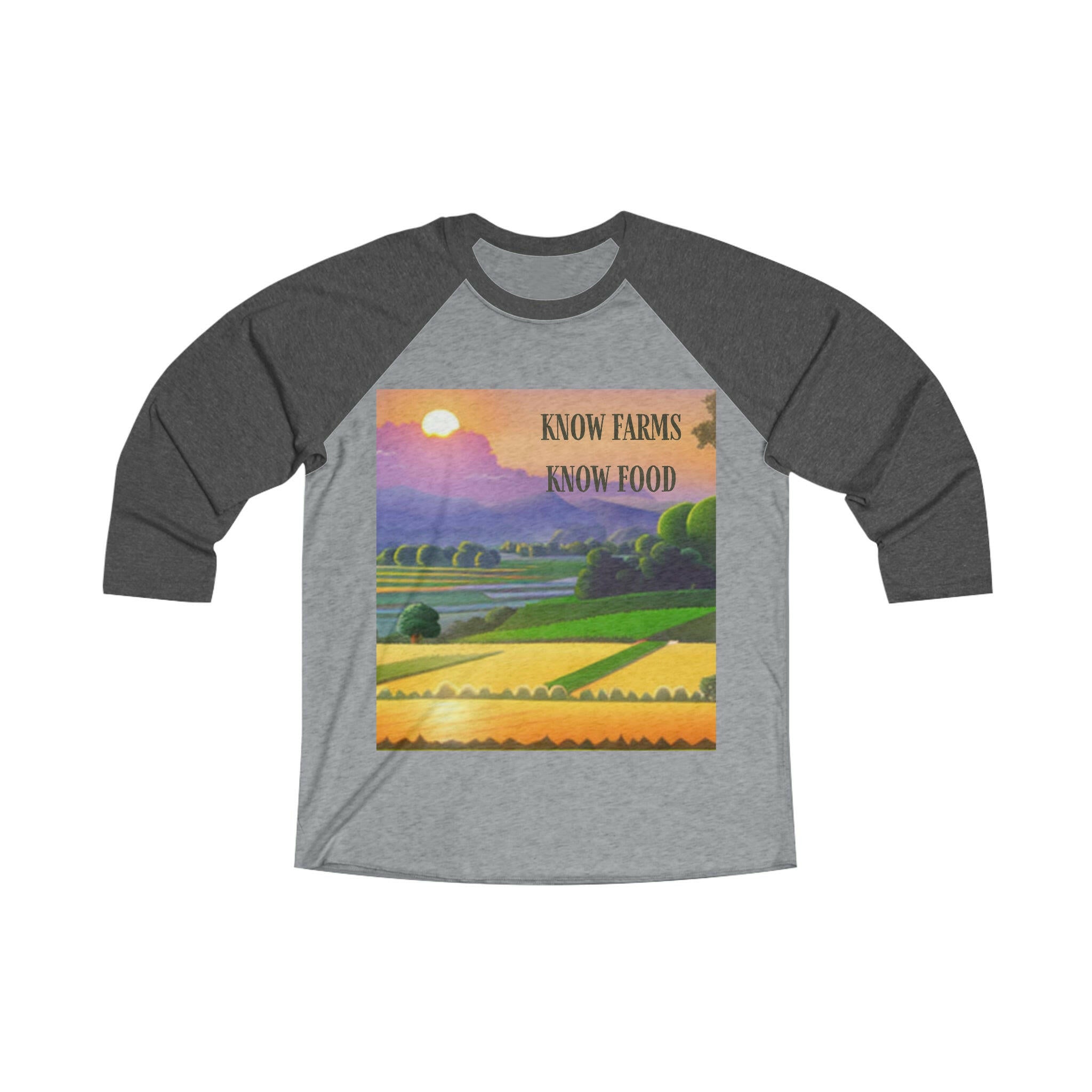 Know Farms Know Food - Purple Moutanin Majesty - Unisex Tri-Blend 3\4 Raglan