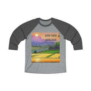 Know Farms Know Food - Purple Moutanin Majesty - Unisex Tri-Blend 3\4 Raglan