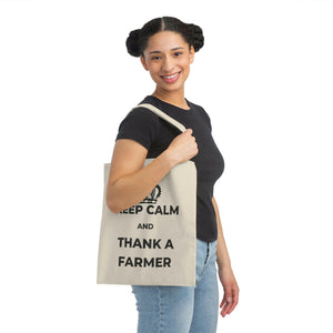 Keep Calm and Thank a Farmer Canvas Tote Bag.