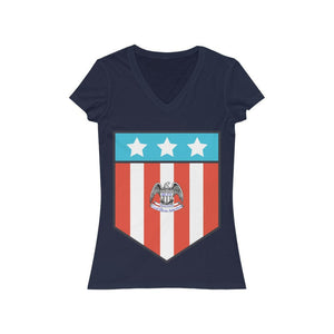 Large Patriotic Shield - Women's V-Neck Tee - Pledge Project
