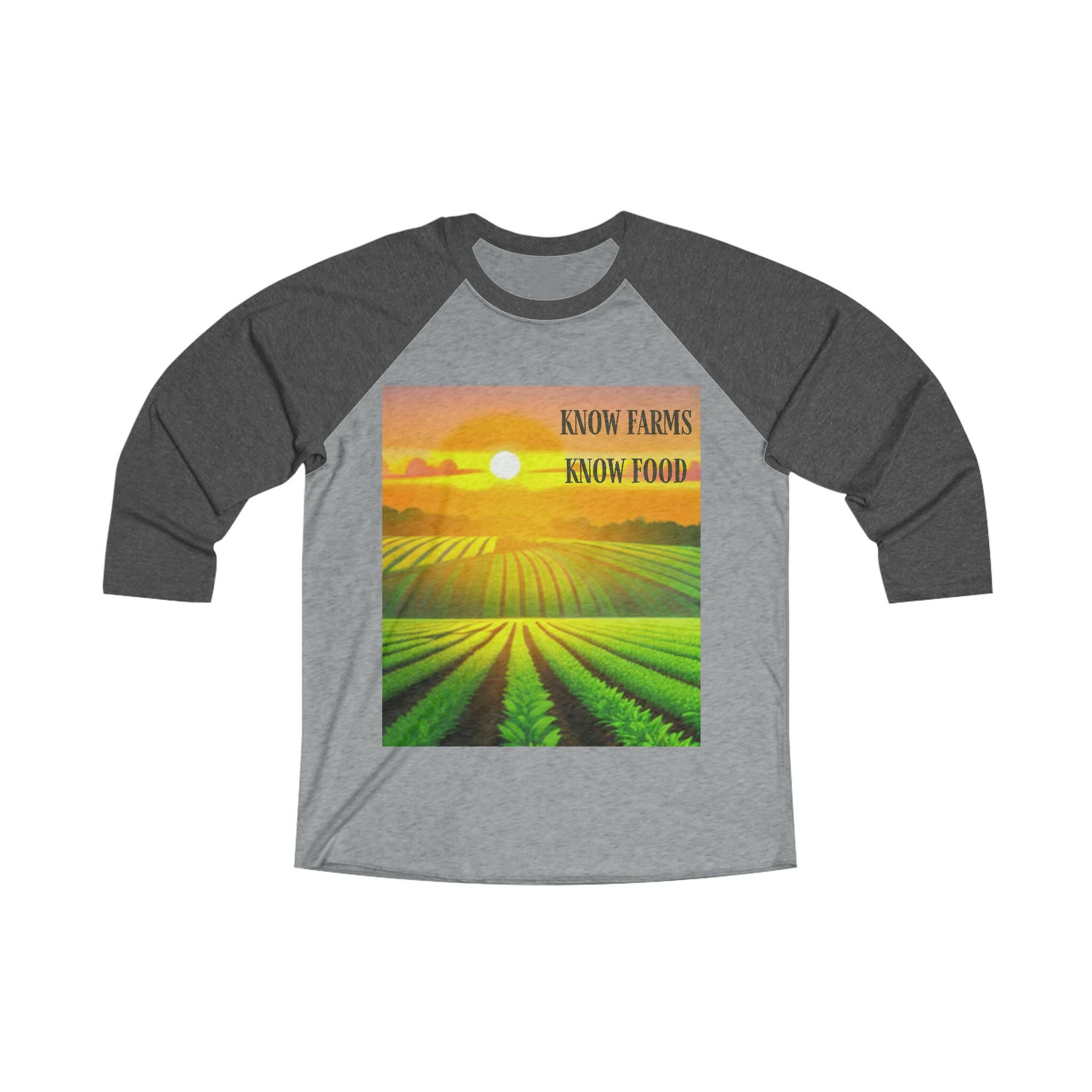 Know Farms, Know Food Sunset Field Print Raglan 3\4 Raglan Tee