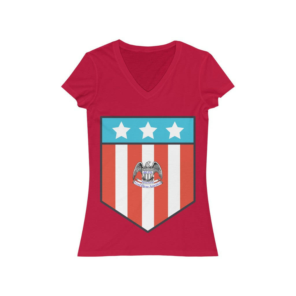 Large Patriotic Shield - Women's V-Neck Tee - Pledge Project