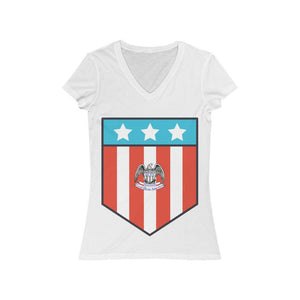 Large Patriotic Shield - Women's V-Neck Tee - Pledge Project