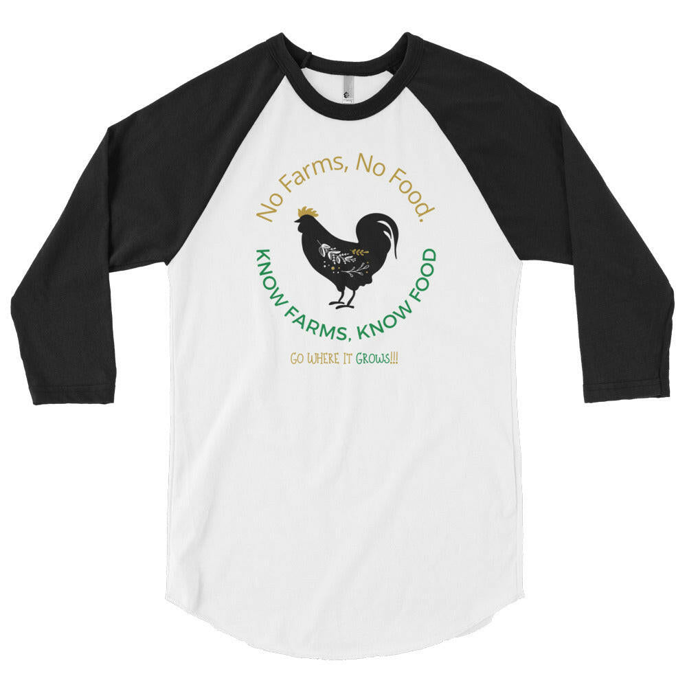 Know Farms, Know Food! - 3/4 Sleeve, American Apparel Raglan Shirt - Pledge Project
