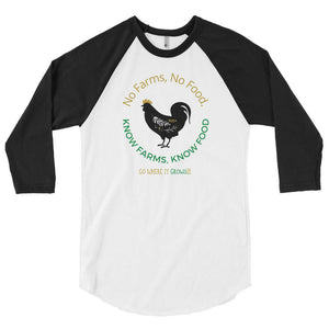 Know Farms, Know Food! - 3/4 Sleeve, American Apparel Raglan Shirt - Pledge Project